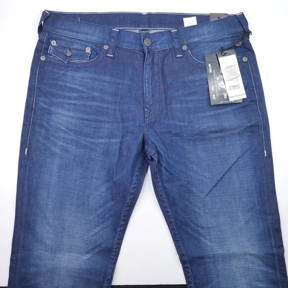 True Religion Men's Size 40x35 Relaxed Fit Jeans Relaxed Slim Dark Wash NWT - Picture 2 of 11